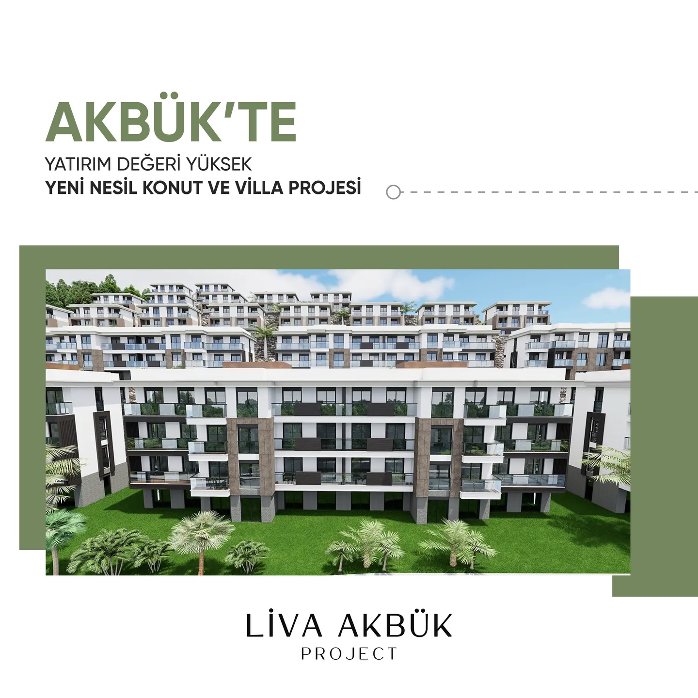 Didim Akbük’te konumlanan Liva Akbük projesi, modern mimari yaklaşımı ve güçlü yatırım potansiyeliyle öne çıkan yeni nesil bir konut ve villa projesidir.

Arsanın sunduğu avantajlı konum sayesinde tüm daire ve villalar, kesintisiz panoramik manzara elde edecek şekilde tasarlanmıştır. Yurt dışından artan yoğun ilgi, Liva Akbük’ü her geçen gün değerini yükselten prestijli bir yatırım ayrıcalığı haline getirmektedir.

Hafriyat çalışmaları tamamlanmış olup inşaat süreci planlanan takvime uygun şekilde aktif olarak devam etmektedir.

☎ Ankara Merkez Ofisi 0312 382 06 06
☎ Bodrum Ofisi 0252 818 06 06
www.dralpgayrimenkul.com